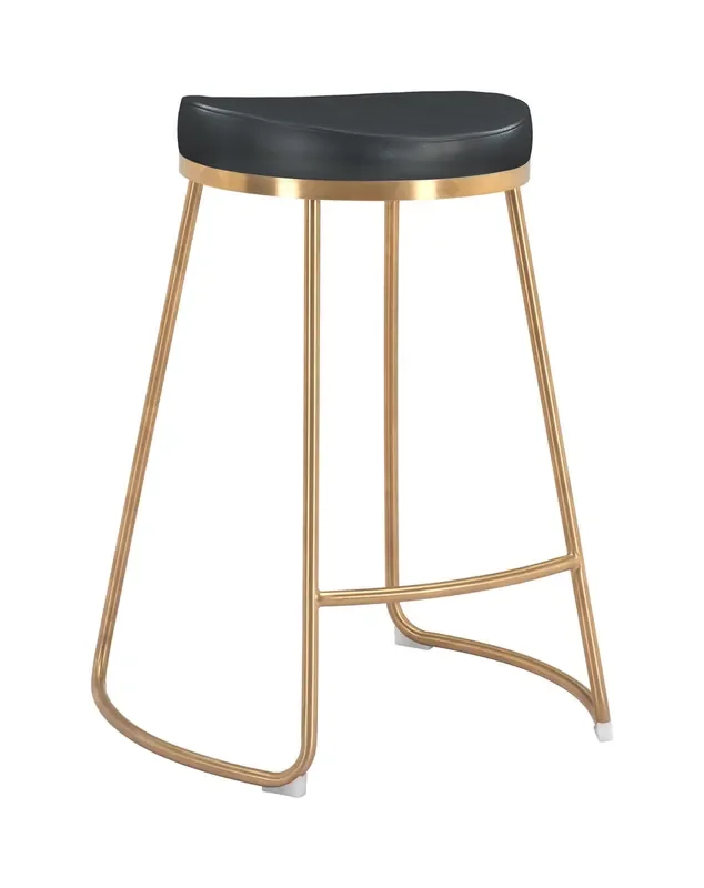 Bree Counter Stool (set Of 2) Black & Gold