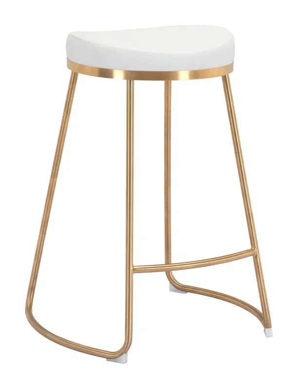 Bree Counter Stool (set Of 2) White & Gold