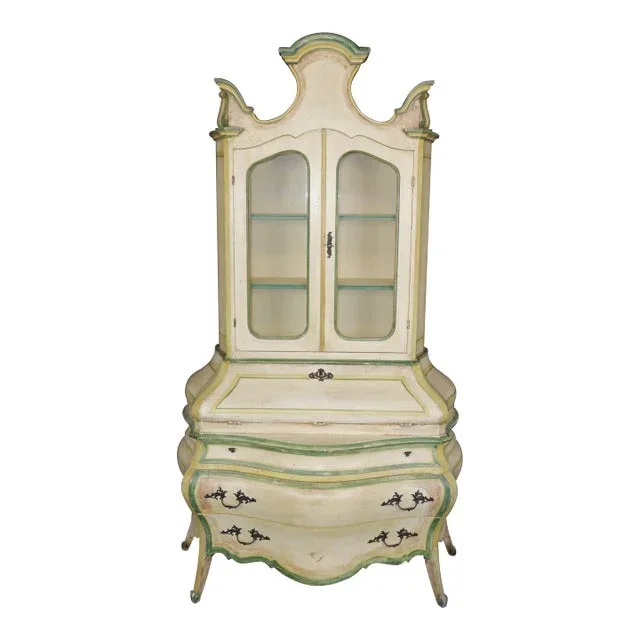 Bright and Beautiful Italian-Made Rococo Paint Decorated Secretary Desk