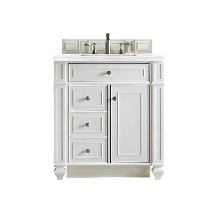 Bristol 30″ Single Vanity, Bright White, W/ 3 Cm Arctic Fall Solid Surface Top