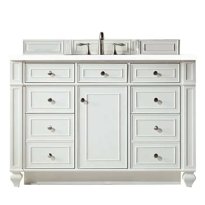 Bristol 48″ Single Vanity, Bright White, W/ 3 Cm Classic White Quartz Top