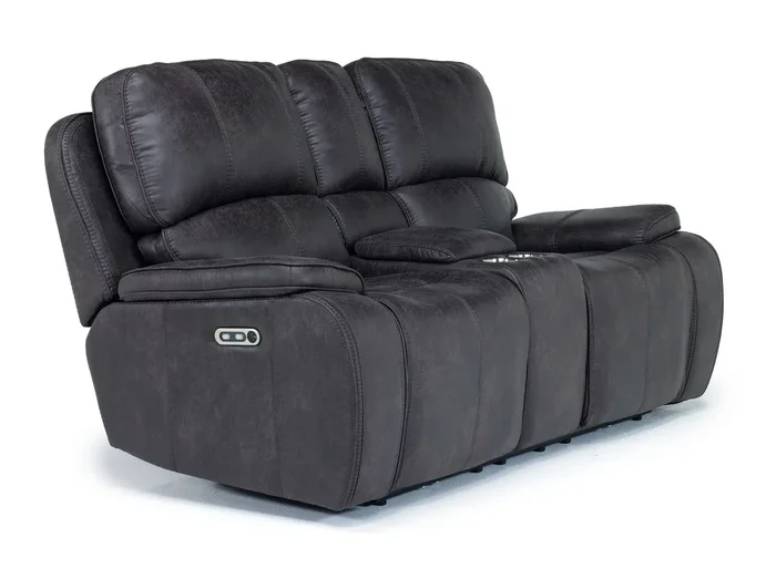 Brookings 2 Power Console Loveseat in Charcoal Gray