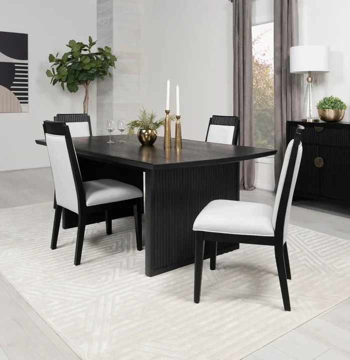 Brookmead Black 5-Piece Rectangular Dining Set with 18″ Removable Extension Leaf