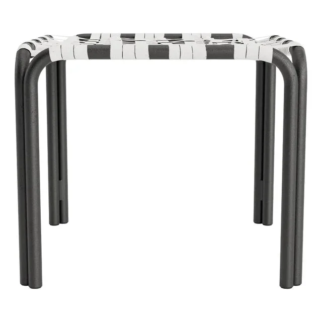 Brown Jordan Kantan Aluminum Stacking Stool/Occasional Table, Suncloth Lace, Textured Pewter frame with White fabric