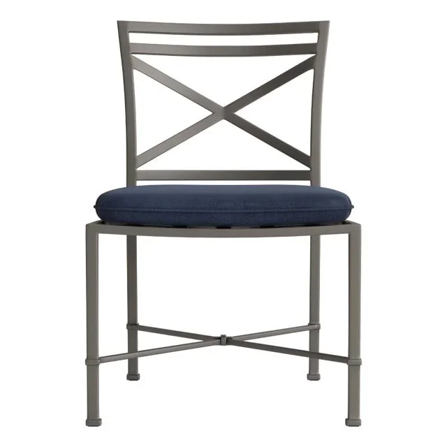 Brown Jordan Venetian Side Chair, Mica frame with Fusion Neptune fabric