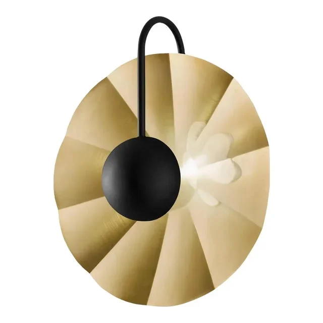 Brushed Brass With Satin Black Wall Light