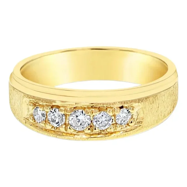 Brushed Matte Finish Diamond Wedding Band European Shank, Size 11
