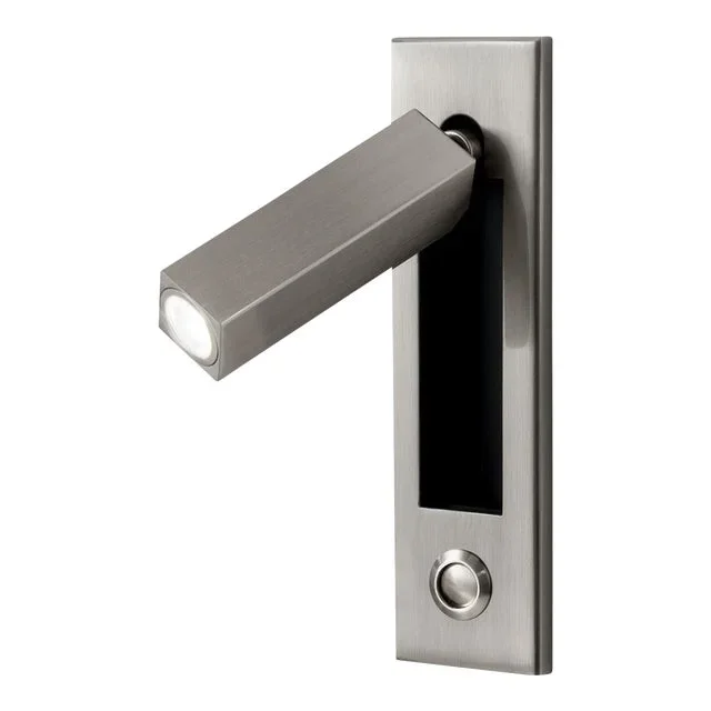 Brushed Nickel Led Dock Button Reading Light