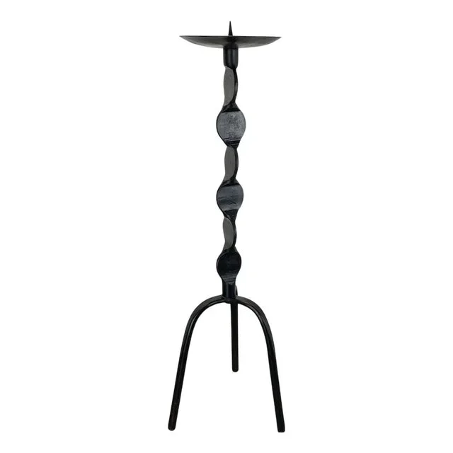 Brutalist Modern Sculptural Metal Floor Candleholder, 1950s