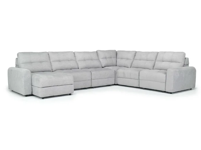 Bryce 6 Piece Power Slider Storage Chaise Sectional in Savannah Coin, Left Facing