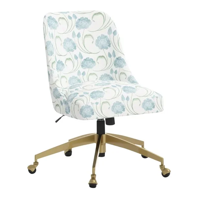 Brynn Office Chair with Gold Base in Cleo Floral Sage