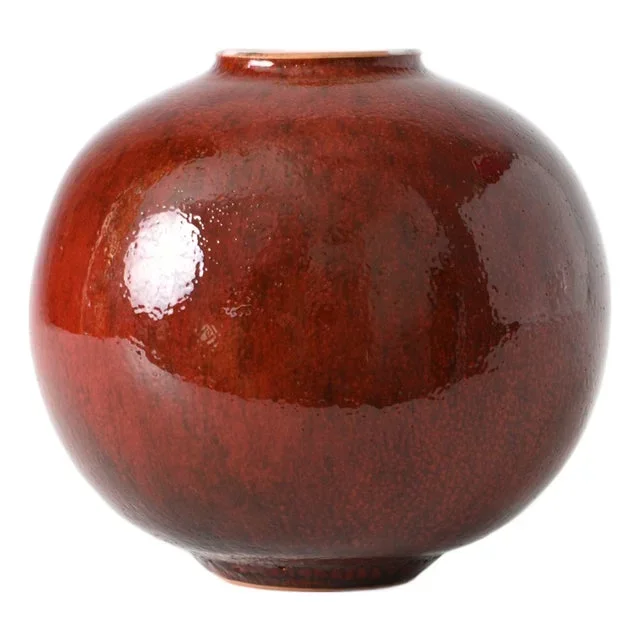 Burgundy Ball-Shaped Vase from Keramik Hallstatt, 1960s