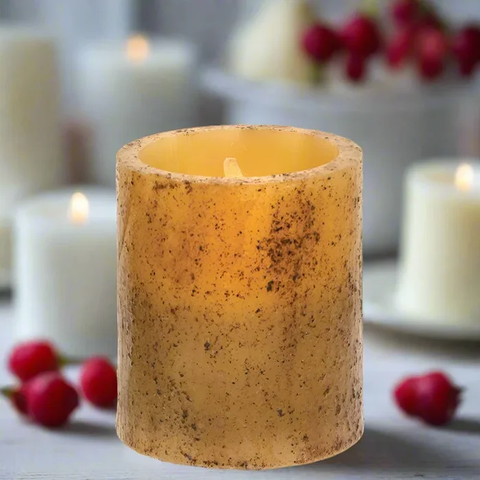 Burnt Ivory Timer Pillar – 3″ X 3 1/2″