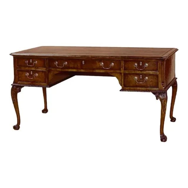 Burton-Ching George III Style Burl Walnut Writing Desk