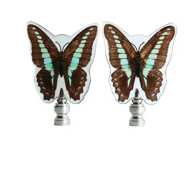 Butterfly Lamp Finials on Chrome Hardware – a Pair