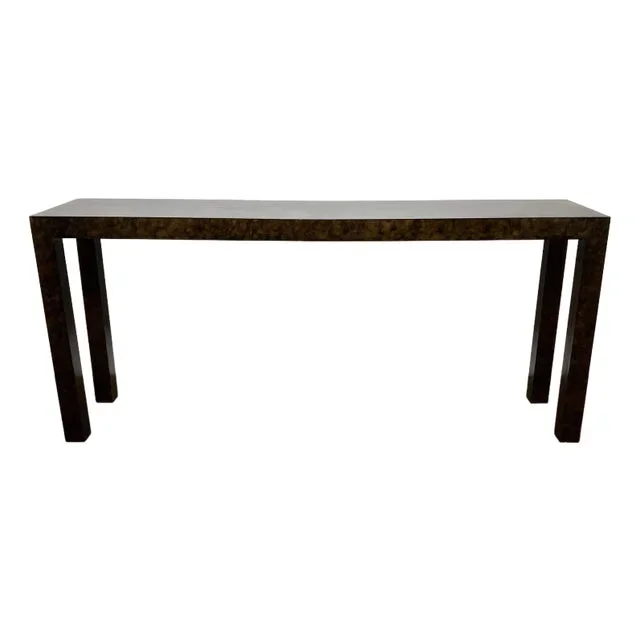 C. 1970s Parsons Style Console Table With Tortoise Shell Lacquered Finish