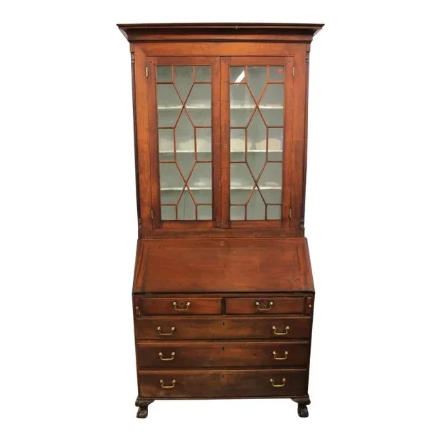 Ca 1820 Chippendale Tall Secretary Desk Bookcase