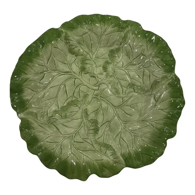 Cabbageware Platter – Vintage Fitz and Floyd Cabbage Leaf Serveware