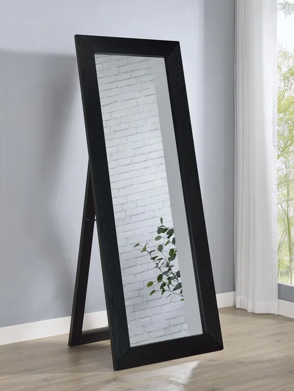 Cadence Black Oak Tempered Glass Full Length Standing Mirror