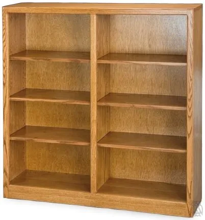 California Made Oak Wood Newport Center Divide Bookcase in Medium Finish 48