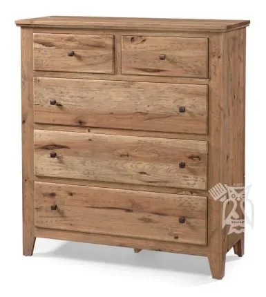 California Made Solid Hickory Wood Oregon Deep Drawer Chest in Heavy Distressed Reclaimed Finish