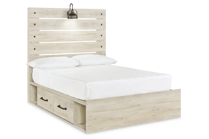 Cambeck Whitewash Full Storage Platform Bed with 2 Drawers