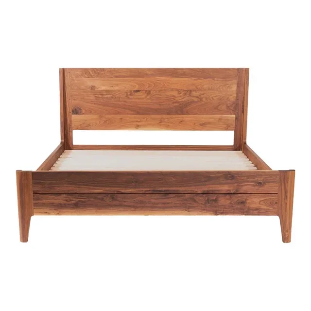 Campbell Bed, Transitional Modern King Bed With Ash Slats and Sculpted Joinery