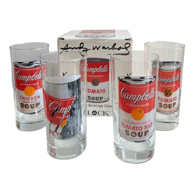 Campbells Series Glasses attributed to Andy Warhol Produced for Block, 1990s, Set of 4