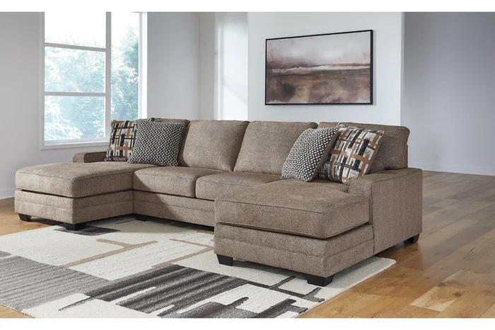 Cannonbrook Nutmeg 3-Piece Double Chaise Sectional