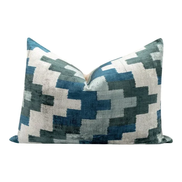Canvello Decorative Navy, Blue & Gray Throw Pillow Down Filled