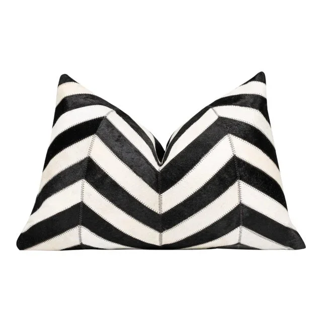 Canvello Genuine Cowhide Leather Decorative Throw Pillow With Feather Down Insert Included