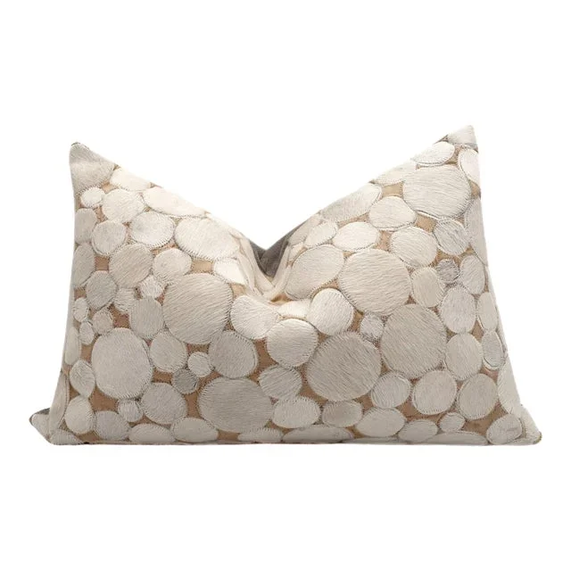 Canvello Genuine Cowhide Leather Decorative Throw Pillow With Feather Down Insert Included