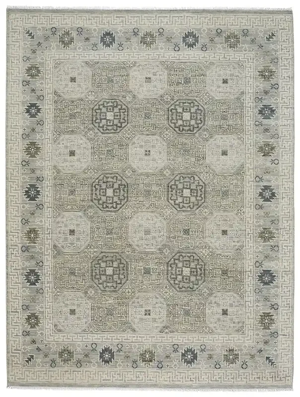 Capel Burmesse-Tile Silver 1884_300 Hand Knotted Rugs