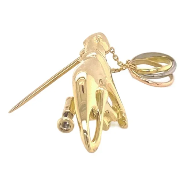 Cartier Panther Trinity 18k Tri-Color Gold Dangle Charm Pin Brooch