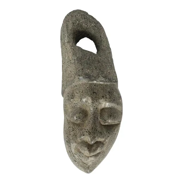 Carved Stone African Face Sculpture