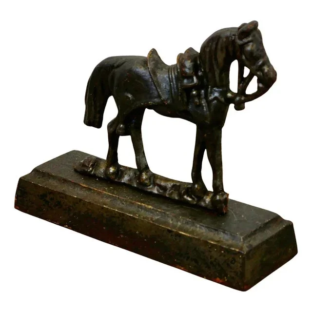 Cast Iron Saddled Horse Door Stop
