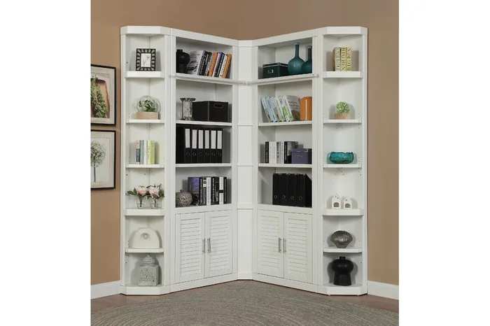 Catalina 5 Piece Corner Library Wall in White