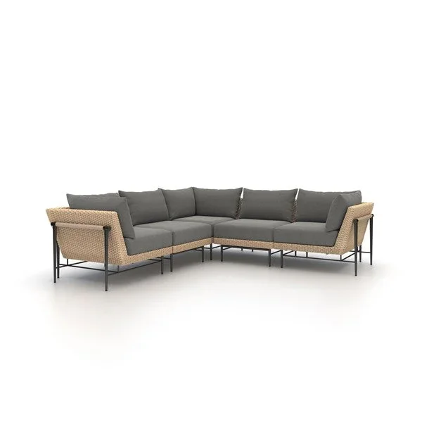 Cavan Outdoor 5 Piece Sectional-Faux Hyacinth