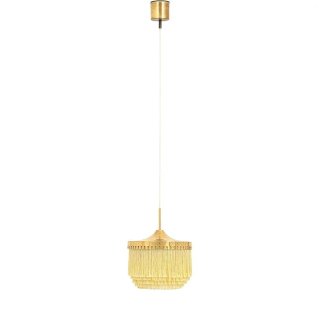 Ceiling Lamp in Brass, Silk Fringes attributed to Hans-Agne Jakobsson, 1965