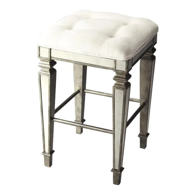 Celeste Mirrored 30″ Bar Stool, Silver