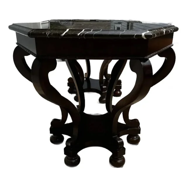 Century Furniture Mahagany Accent Marble End Tables