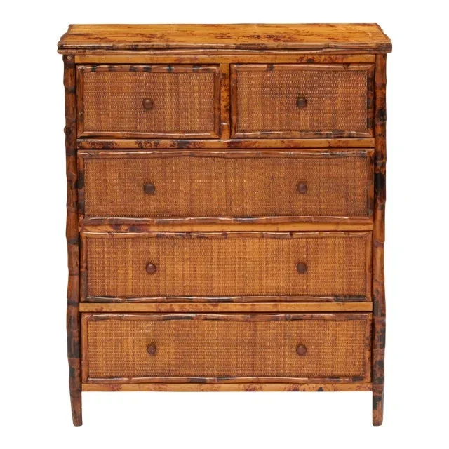 Chest of Drawers, Brown, Rattan