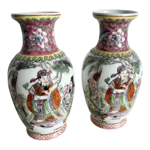 Chinese Hand Painted Porcelain Vases – a Pair