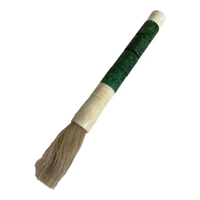 Chinoiserie Jade C Olor Soapstone and Bone Calligraphy Brush 13.5″ H