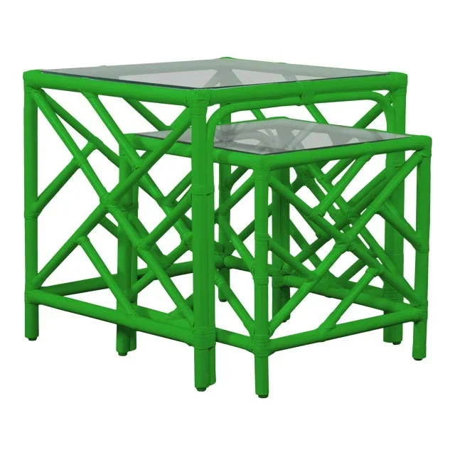 Chippendale Nesting Tables – Bright Green