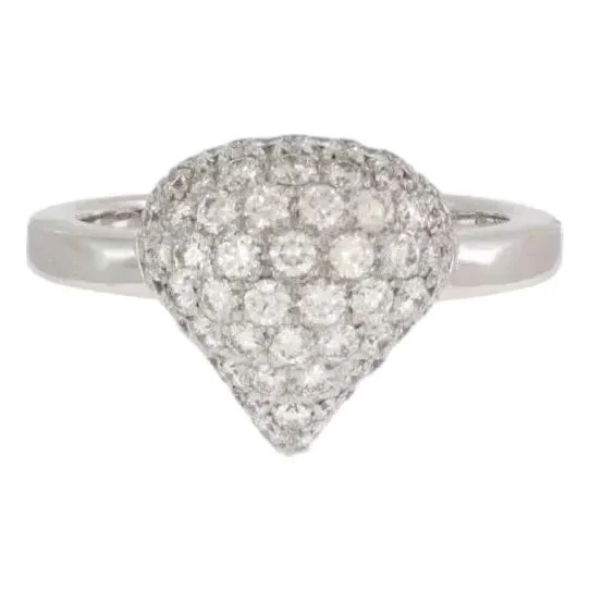 Chopard Pave Diamonds 18k White Gold Dome Ring Size 4