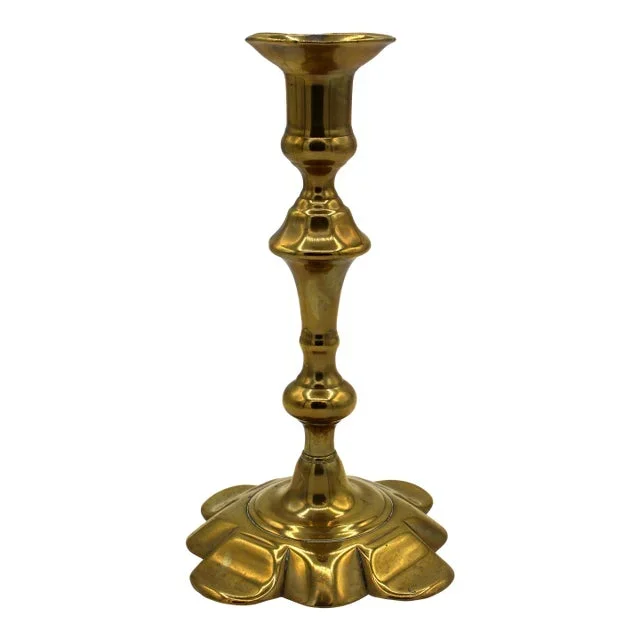 Circa 1740-60 English George II Period Brass Candlestick