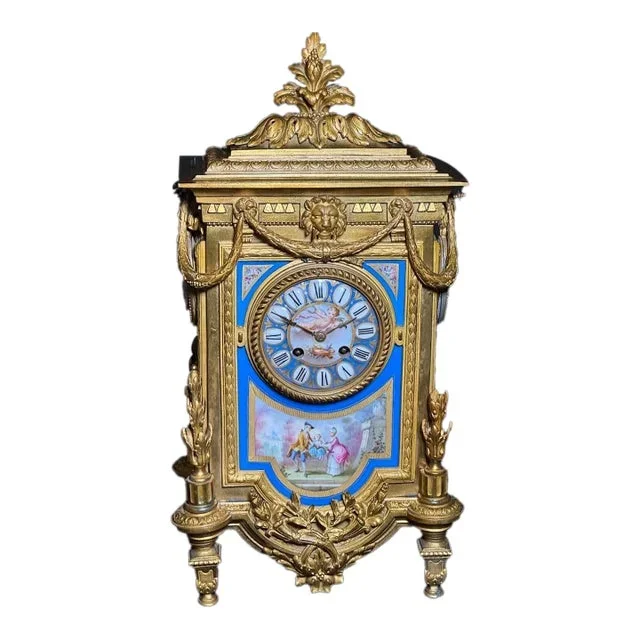 Circa 1855 Japy Frères Louis XVI Gold & Sèvres Clock
