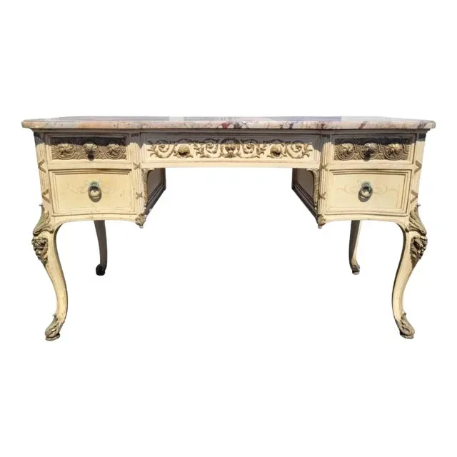 Circa 1920 French Marble Top Vanity or Desk
