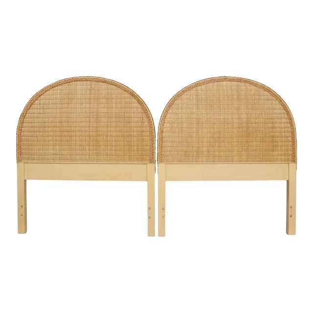 Coastal Twin Rattan Headboards, a Pair